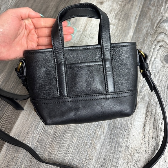 J. CREW MINI MONTAUK LEATHER MICRO CROSSBODY TOTE PURSE BAG BA140 BLACK NWT - Picture 5 of 11